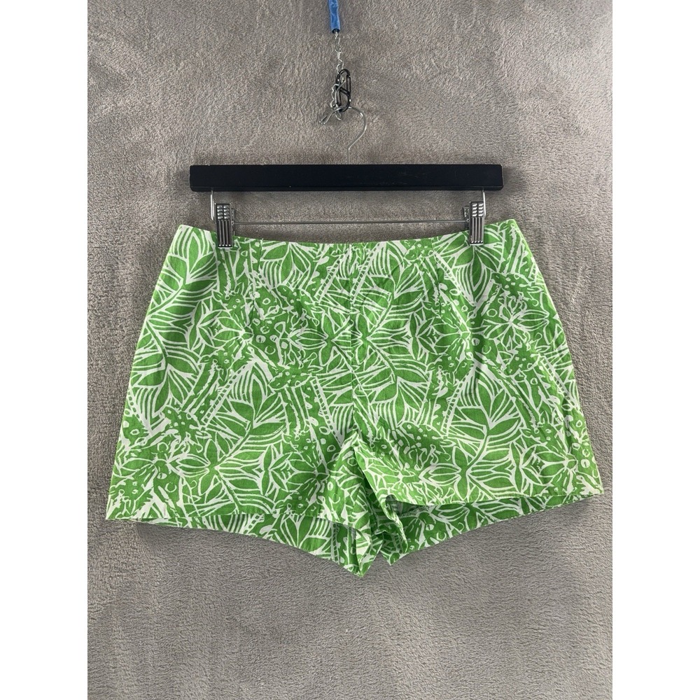 Lilly Pulitzer Shorts Womens Size 6 Green White Tropical Print Resort Casual